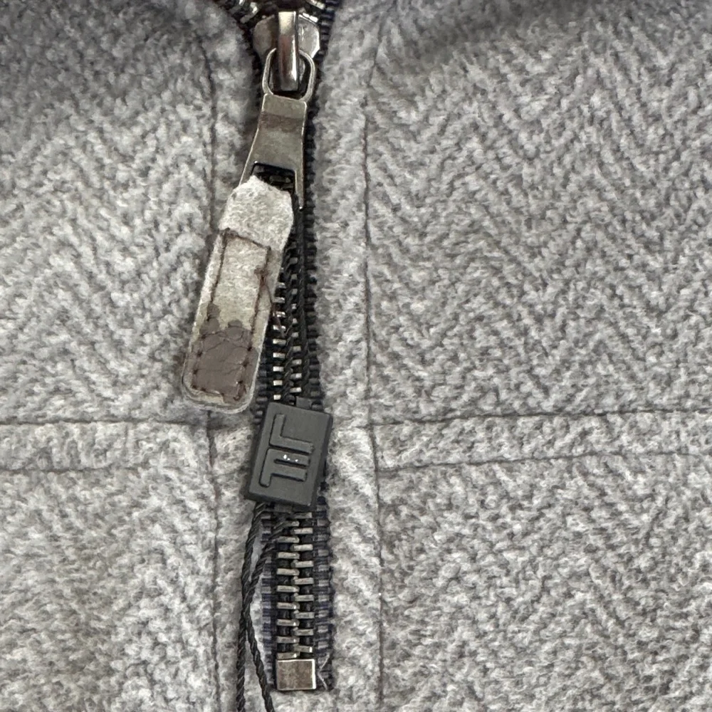 London Fog Sherpa Lined Light Gray Quarter Zip Sweater